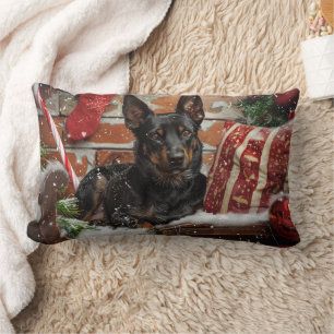 Australian Kelpie Dog Christmas Festive  Lumbar Cushion