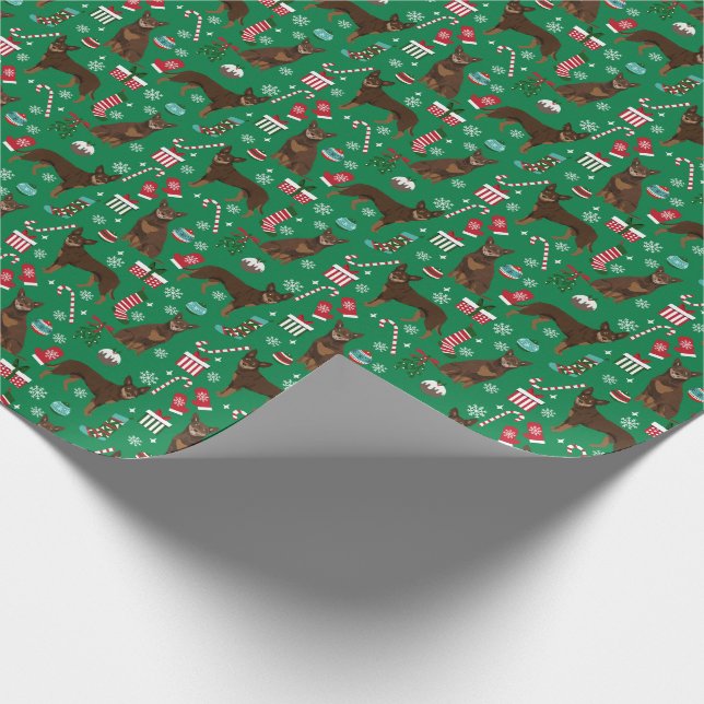 Australian Kelpie Dog Christmas Wrapping Paper (Corner)