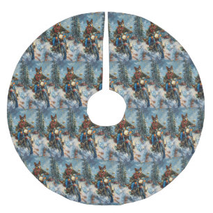 Australian Kelpie Dog Riding Motorcycle Christmas Brushed Polyester Tree Skirt