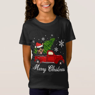 Australian Kelpie Dog Riding Red Truck Christmas P T-Shirt