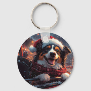 Australian Kelpie Dog Roller Coaster Christmas Key Ring