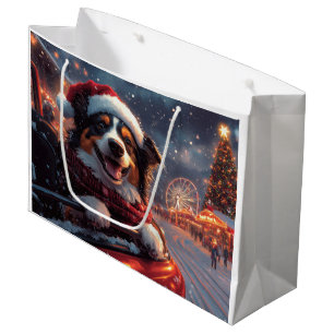 Australian Kelpie Dog Roller Coaster Christmas Large Gift Bag