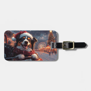 Australian Kelpie Dog Roller Coaster Christmas Luggage Tag