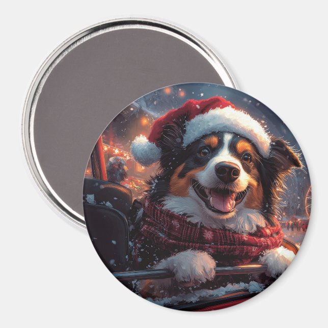 Australian Kelpie Dog Roller Coaster Christmas Magnet (Front/Back)