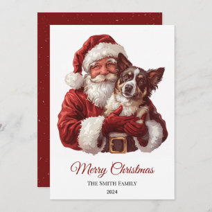 Australian Kelpie Dog Santa Claus Christmas Holiday Card