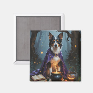 Australian Kelpie Dog Whimsical Halloween Painting Magnet