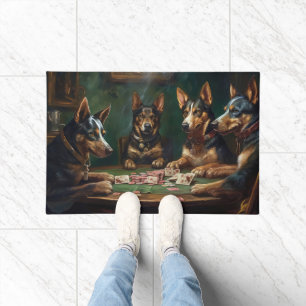 Australian Kelpie Dogs Playing Poker Art Doormat
