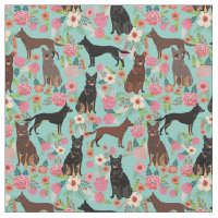 Australian Kelpie dogs vintage floral mint