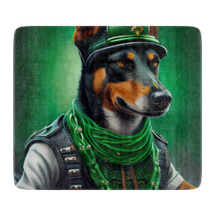 Australian Kelpie driving bike St. Patrick's Day Cutting Board