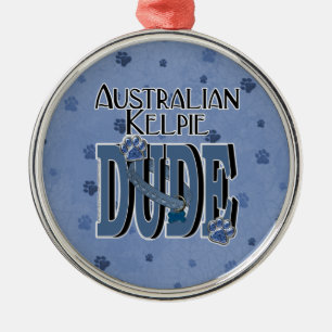 Australian Kelpie DUDE Metal Tree Decoration