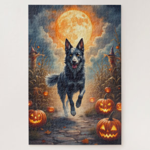 Australian Kelpie Haunted Cornfield Halloween Art Jigsaw Puzzle