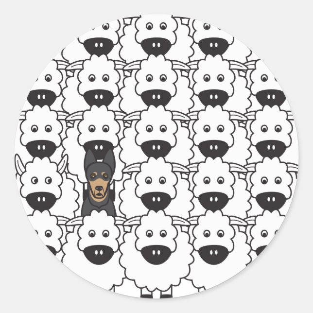 Australian Kelpie in the Sheep Classic Round Sticker (Front)