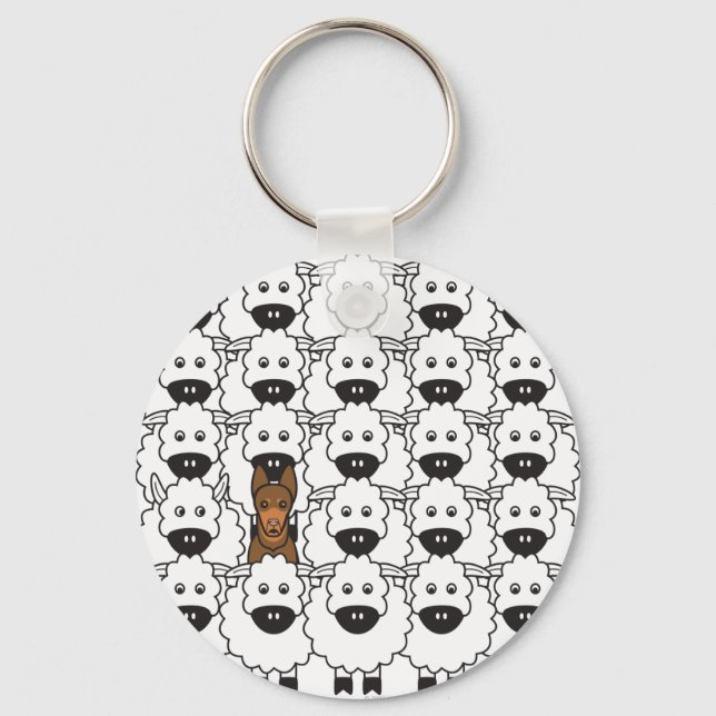 Australian Kelpie in the Sheep Key Ring (Front)