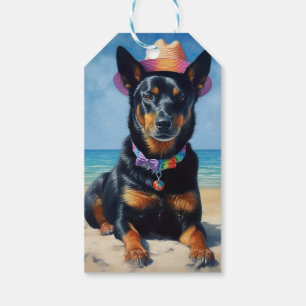 Australian Kelpie on Beach,dog lovers summer gift Tags