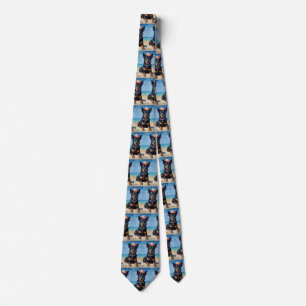 Australian Kelpie on Beach,dog lovers summer gift Tie