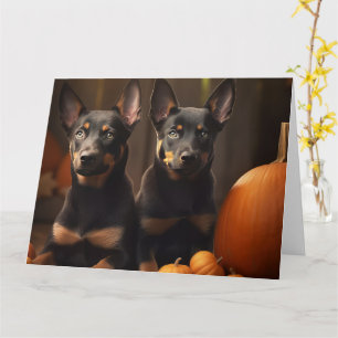 Australian Kelpie Puppy Autumn Delight Pumpkin Card