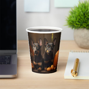 Australian Kelpie Puppy Autumn Delight Pumpkin Paper Cups