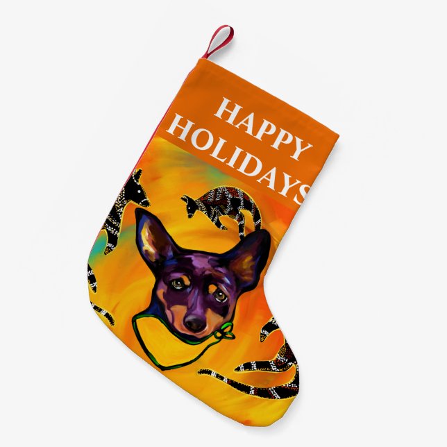 AUSTRALIAN KELPIE  SMALL CHRISTMAS STOCKING (Front (Hanging))