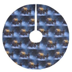 Australian Kelpie Snowy Sleigh Christmas Decor  Brushed Polyester Tree Skirt
