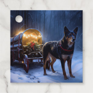 Australian Kelpie Snowy Sleigh Christmas Decor  Favour Tags