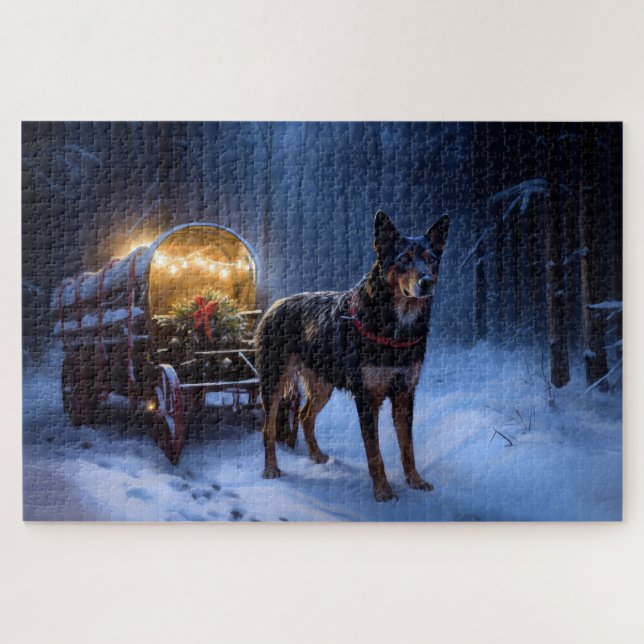 Australian Kelpie Snowy Sleigh Christmas Decor  Jigsaw Puzzle (Horizontal)