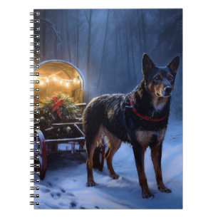 Australian Kelpie Snowy Sleigh Christmas Decor Notebook
