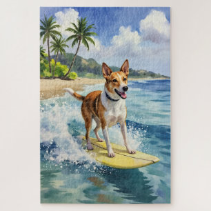 Australian Kelpie Surfing Beach Scene Jigsaw Puzzle