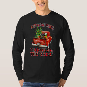 Australian Kelpie Through The Snow Christmas Dog T T-Shirt