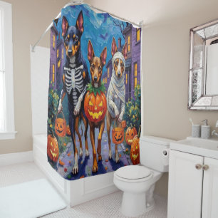 Australian Kelpie Trick-or-Treating Halloween  Shower Curtain