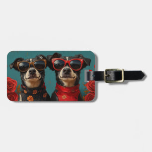 Australian Kelpie With Heart Roses Valentine's Day Luggage Tag