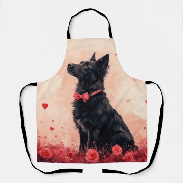 Australian Kelpie with Roses - Valentine's Day Apron (Front)