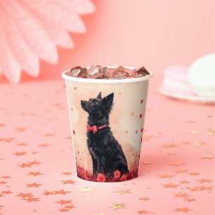 Australian Kelpie with Roses - Valentine's Day Paper Cups