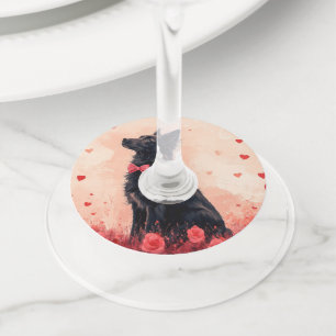 Australian Kelpie with Roses - Valentine's Day Wine Glass Tag