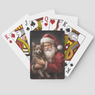 Australian Kelpie with Santa Claus Christmas Playing Cards