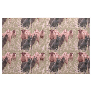 Australian Kelpie with sheep fabric
