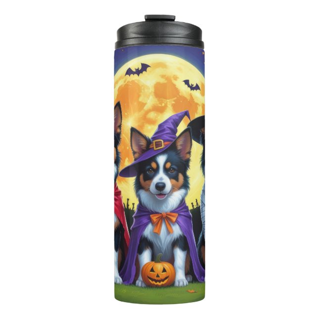 Australian Kelpies Dogs Pumpkin Halloween Funny Thermal Tumbler (Front)