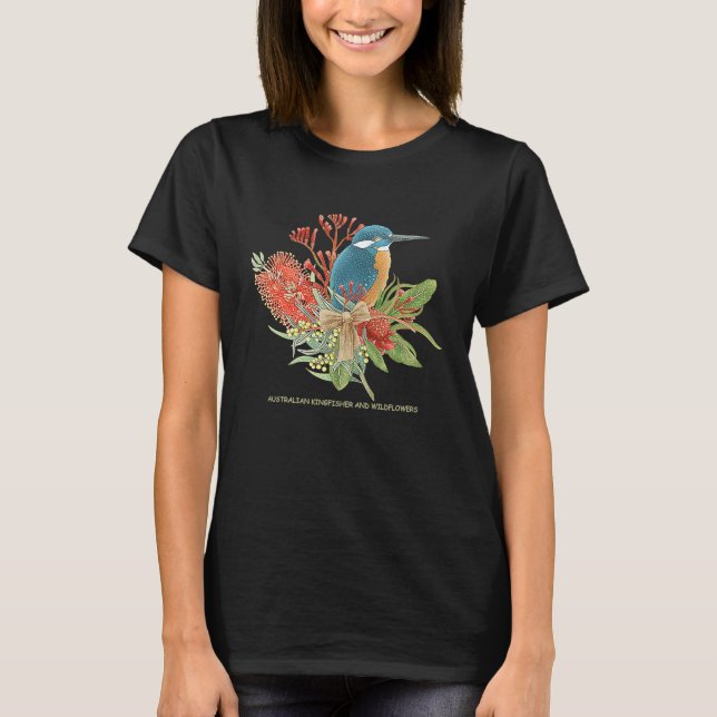 Australian Kingfisher and Wildflowers T-Shirt (Front)