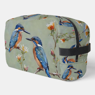 Australian Kingfisher Birds And Flowers Oil Paint, Dopp Kit
