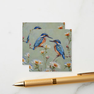 Australian Kingfisher Birds And Flowers Oil Paint, Enclosure Card