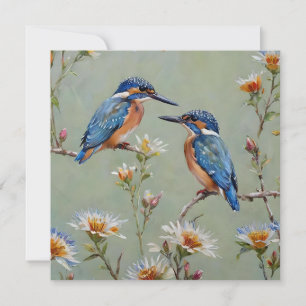 Australian Kingfisher Birds And Flowers Oil Paint, Save The Date