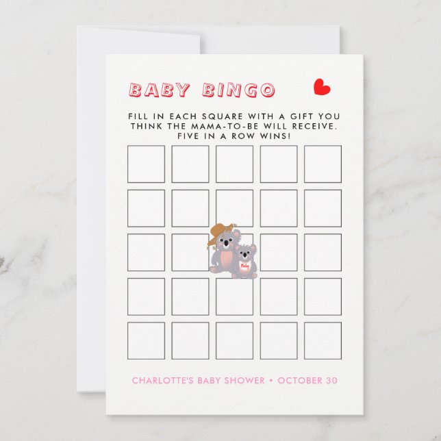 Australian Koala Bear Cute Graphic Invitation (Front)