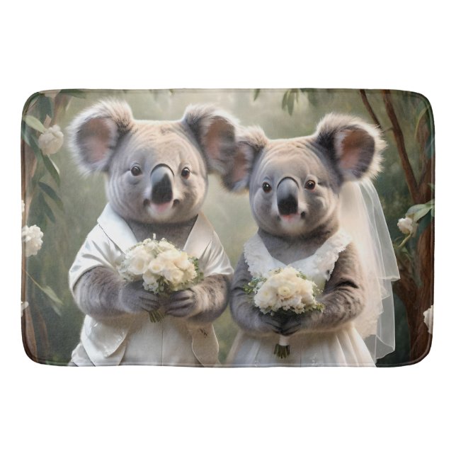 Australian Koala Bear White Wedding, Bath Mat (Front)