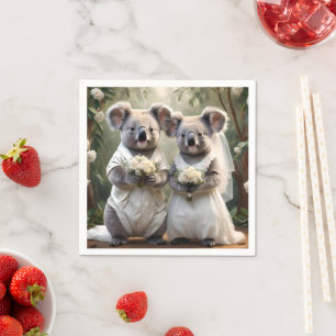 Australian Koala Bear White Wedding, Napkin