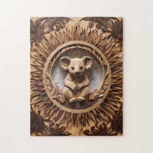 Australian Koala Bear Wood Carving,  Jigsaw Puzzle