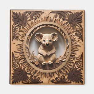 Australian Koala Bear Wood Carving,  Magnet