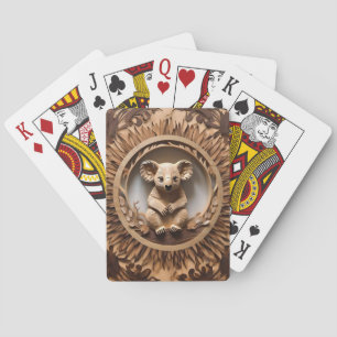 Australian Koala Bear Wood Carving,  Playing Cards