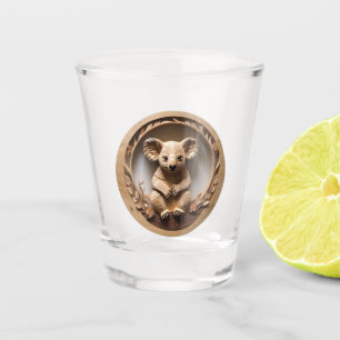 Australian Koala Bear Wood Carving, Shot Glass