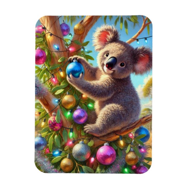 Australian Koala Christmas Magnet (Vertical)