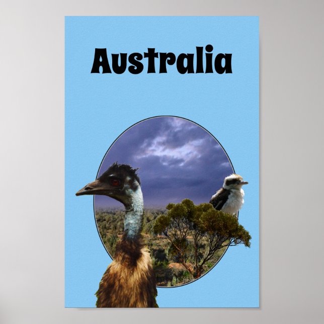 Australian Kookaburra And Emu, Poster (Front)