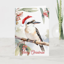 Australian Kookaburra Santa hat Merry Christmas